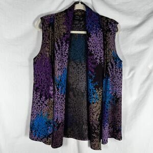 'Magic' Funky Abstract Colorful Floral Print Vest, Size Measurements In Photos
